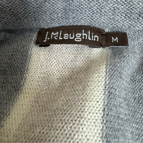 J McLaughlin Merino Wool Button-Front Cardigan Sweater Women’s Sz Medium Striped - Picture 4 of 5